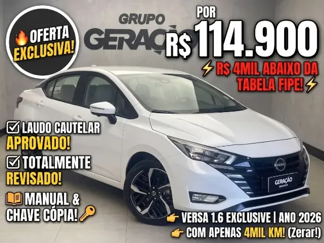 Nissan Versa Exclusive 1.6 16V Flex AUT 2026