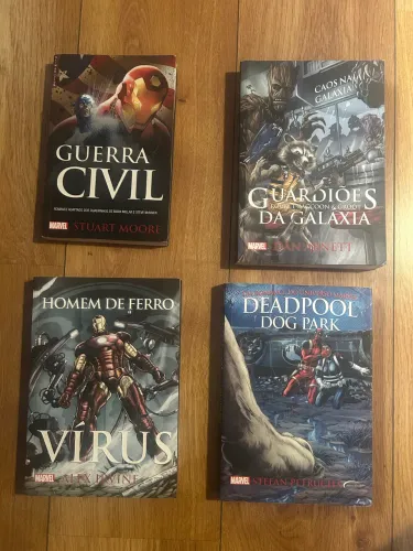 Lote 4 Livros Marvel (Guerra Civil, Deadpool, Guardiões da Galáxia e Homem de Ferro)