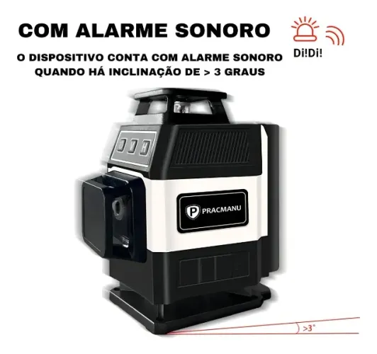 Nível Laser Pracmanu 12 Linhas Verde Recarregável - Lacrado com Garantia
