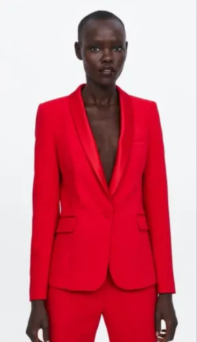blazer vermelho smoking zara original g