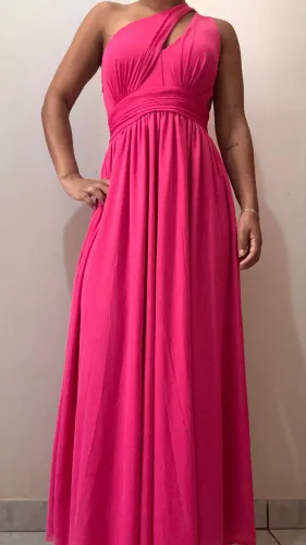 Vestido longo pink para festa