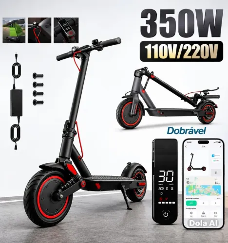 Patinete Eletrico Dobravel 350W | 3 Velocidades Ajustáveis | Amortecedores Lacrado