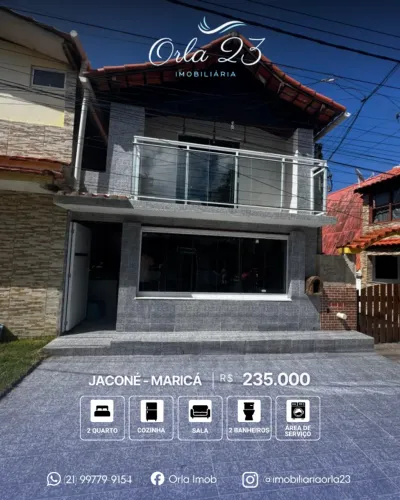 JACONÉ, ORLA 23 IMOBILIÁRIA VENDE! Aconchegante chalé dúplex em Jaconé