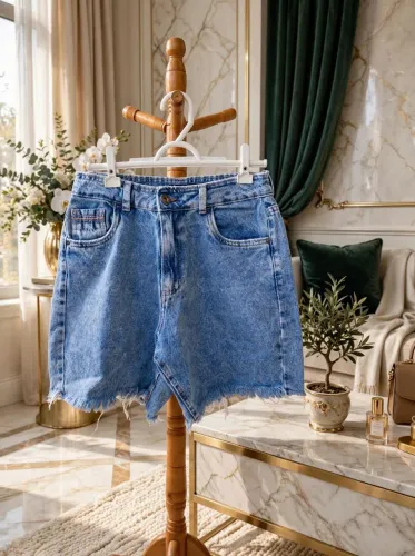 Short Jeans Premium Destroyed Cintura Alta | Lavagem Exclusiva | Barra Desfiada