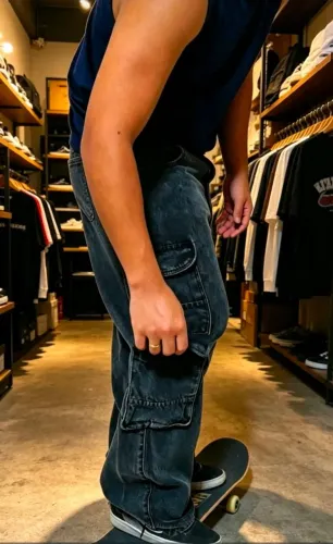 Calça Jeans Cargo Oversizerd Masculina