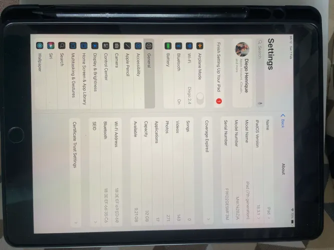 IPad 7 com capa película e caneta