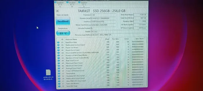 Ssd sata pra Pc,note 256 gb semi novo