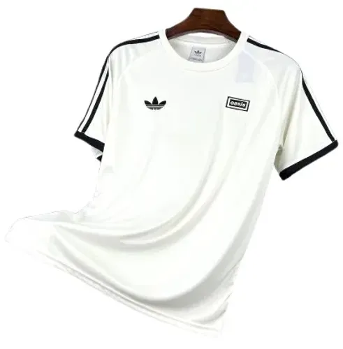 Camisa Adidas x Oasis Tour 3-Stripes - Branca c/ Listras Pretas