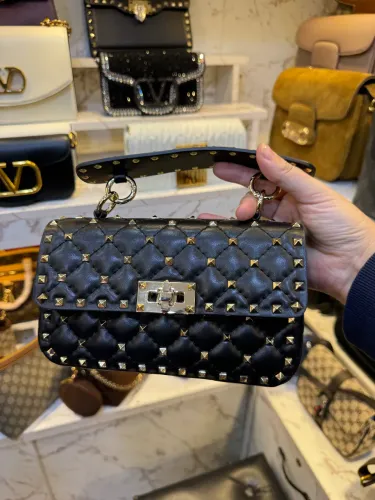Bolsa de couro legítimo Valentino Rockstud spike italiana 