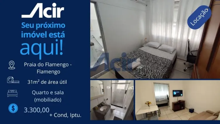 Apartamento mobiliado, quarto e sala para alugar, 31m² por R$ 3.300,00/mês - Flamengo - Ri