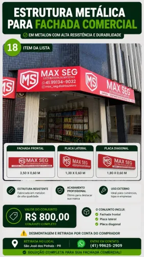 Estrutura Metálica para Fachada Comercial - Excelente Estado