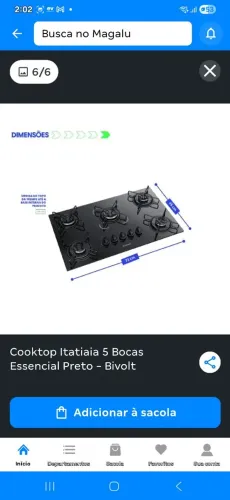 Cooktop Itatiaia 5 Bocas bivolt