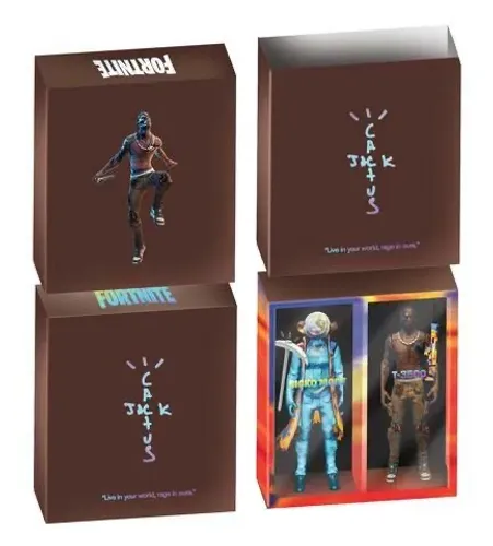 BOXSET FORTNITE TRAVIS SCOTT ASTROWORLD CACTUS JACK BONECO COLECIONADOR EPIC GAMES RARO