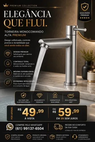 Torneira de Banheiro Aço escovado PROMOÇÃO