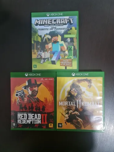Kit 3 Jogos Xbox One - Mortal Kombat 11 + RDR2 + Minecraft