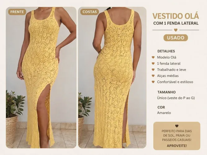 Vestido Amarelo veste tamanho único veste P ao G