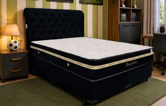 Cama base e cabeceira molas esnsacadas