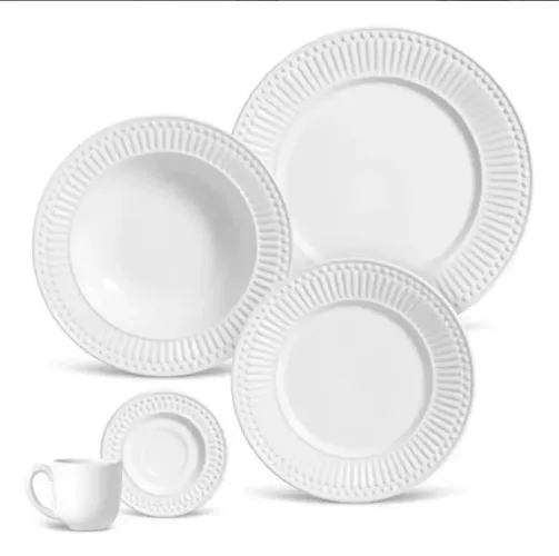 Jogo de jantar . Aparelho De Jantar Roma Branco 20 Peças Porto Brasil