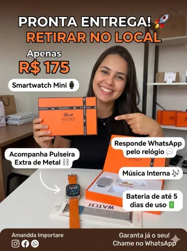 SMARTWATCH Mini com pulseira Extra Prata