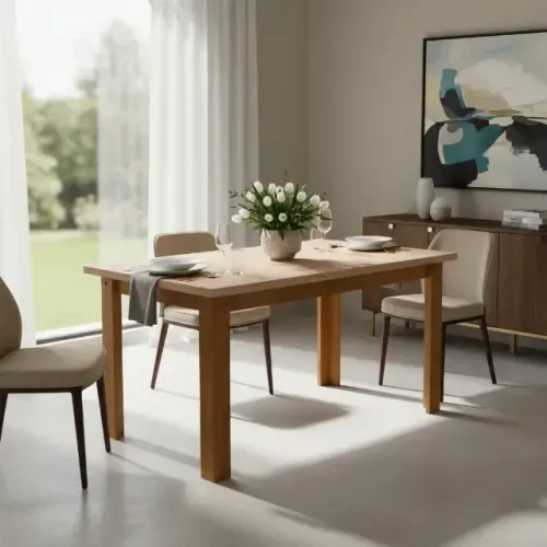 Mesa Jantar Elegante Moderna De Madeira Maciça Sala 160x82cm