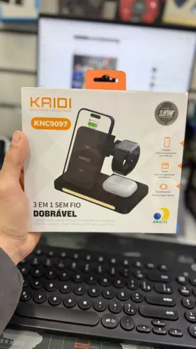 Carregador Indução 3 Em 1 Kaidi para iPhone, Airpods e Apple Watch
