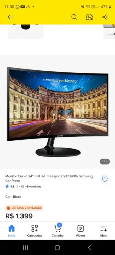 Vendo monitor sansung curvo 24 polegadas