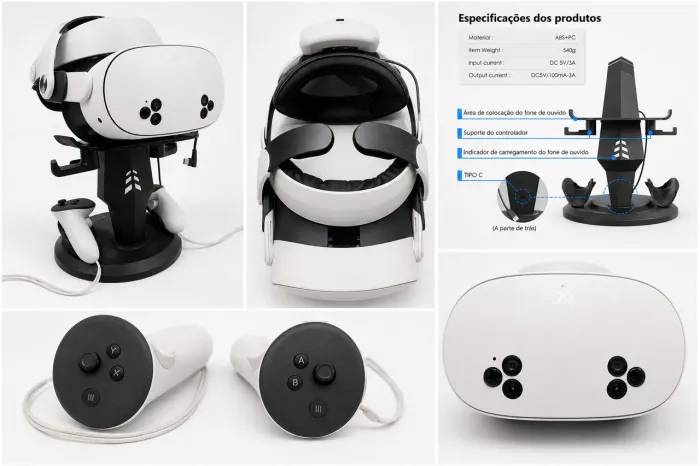 Meta Quest 3S 128GB + BOBOVR M3 Pro + Suporte de Carregamento