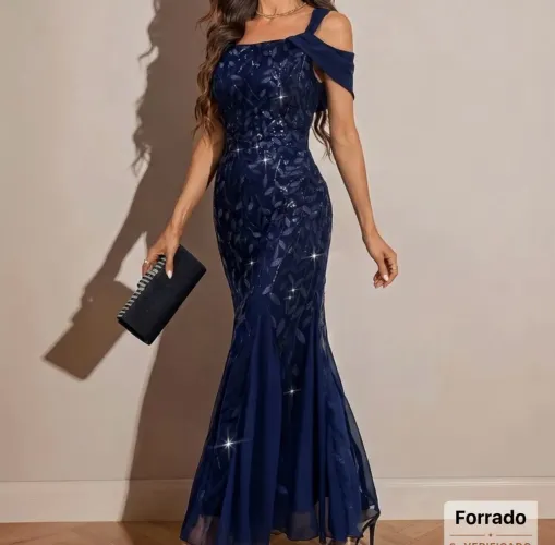 Vestido de festa azul marinho