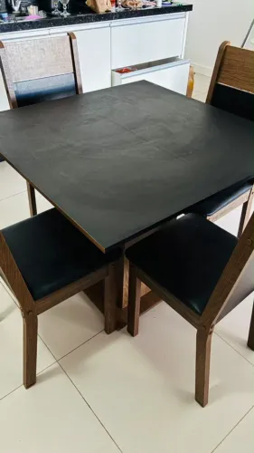 Mesa quadrada com 4 cadeiras Madesa Claire Rustic/preto