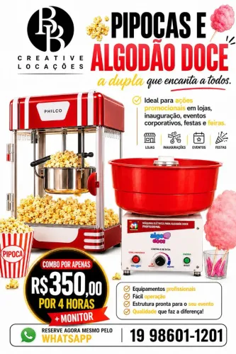 Máquina de algodão doce e pipoca