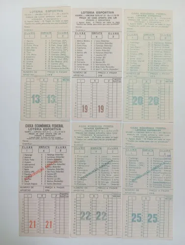 Coleção de volantes antigos da Loteria Esportiva