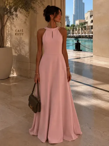Vestido Longo Rosa Claro de Festa - Elegante e Sofisticado