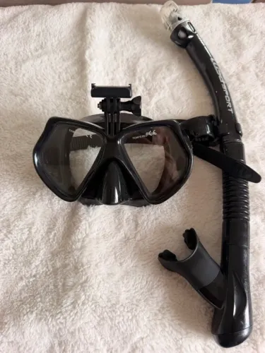 Kit Mergulho Mascara E Snorkel Respirador Kit Preto Tusa Sport