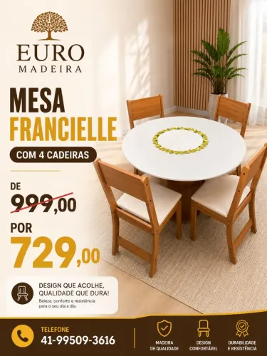 Mesa Francielle com 4 cadeiras - Novo
