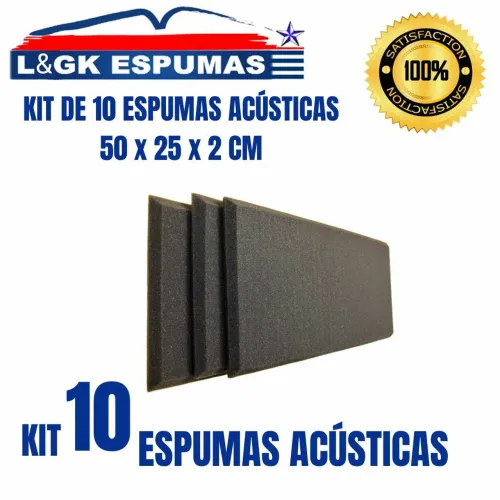 Kit 10 placas de espuma acústica 50x25x2 CM. Ideal para abafar ruídos.