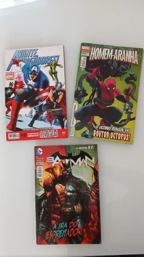 3 HQs-Nova Marvel Avante Vingadores!- Marvel Homem Aranha- DC Comics Batman- Panini Comics
