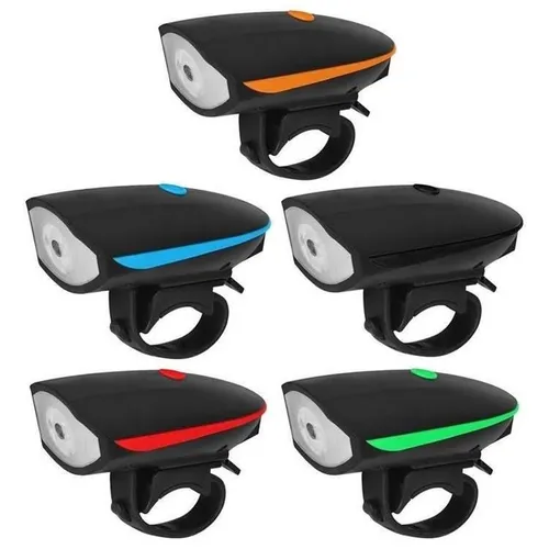 Farol de Led para bicicleta com buzina Recarregavel USB 