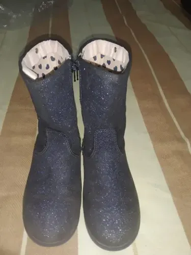 BOTA FEMININA INFANTIL; n°30. PAMPILI Azul brilhante de zíper  
