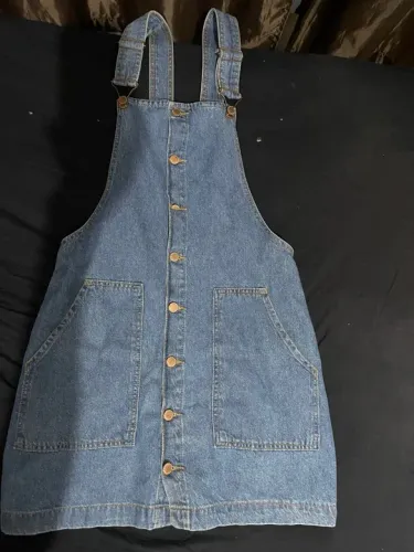 Jardineira jeans - saia
