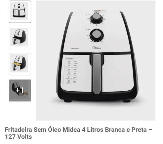 Air fryer Midea branco e preto 4 litros 220v