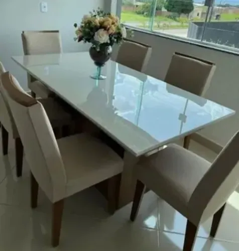 Mesa de jantar luxo 6 lugares cadeiras veludo ou linho 