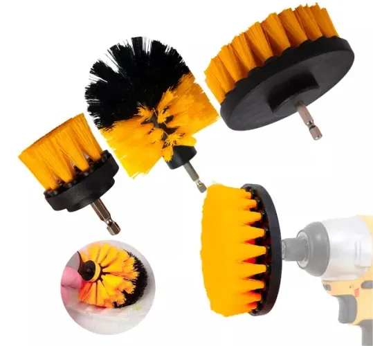 Kit de Limpeza para Furadeira Parafudadeira com 3 Escovas para Box Sofás Tapetes Estofados