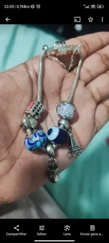 Pulseira berloque de Prata com Pingentes