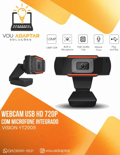Webcam Full Hd Usb 720p Com Microfone Integrado Vision YT2005