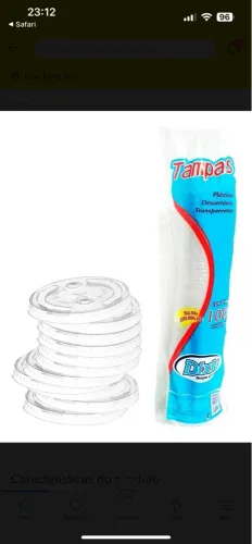 Tampa plástica transparente DIXIE 300ml - 100 unidades