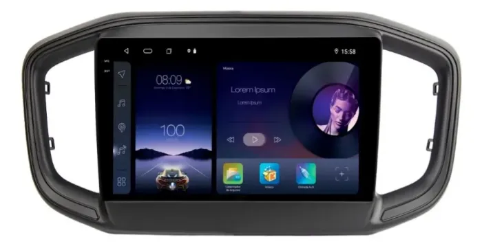Central Multimídia Android 9 Pol. Carplay/a. auto Strada 2020 a 2026