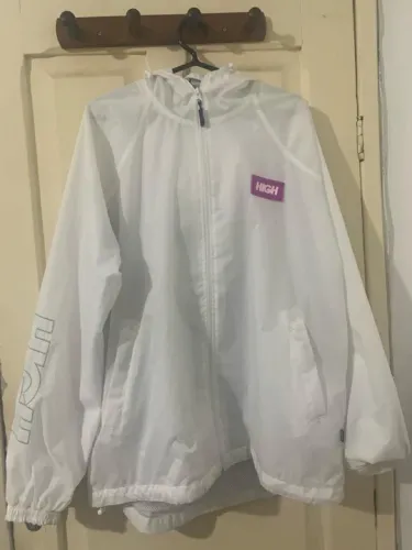 Jaqueta Masculina High Rain Coat Label Manga Longa Aberta - Branco