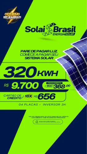 Energia solar - Kit Solar 320kWh - 04 Placas + Inversor 3K
