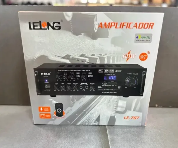 Amplificador de Áudio Lelong LE-707 - 60W, Bluetooth, USB, FM, Karaokê