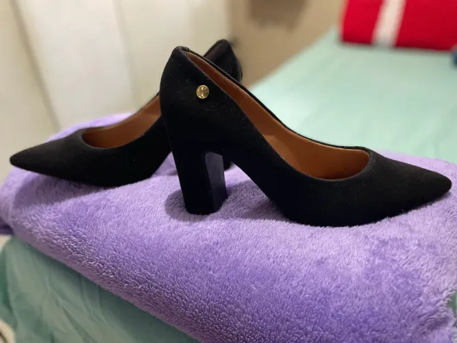 Sapato Social Feminino Scarpin Vizzano Salto Alto Preto Confortável Original Clássico